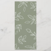 Elegantes Sage Minimalistische Blätter Hochzeitsme Menükarte (Rückseite)