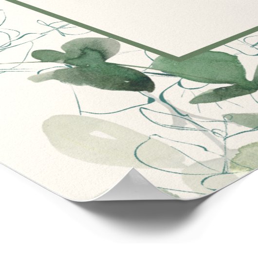Elegantes Sage Moss Green Eukalyptus-Brautparty Poster (Ecke)