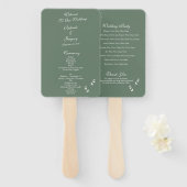 Elegantes Sage Olive Green Script Hochzeitsprogram Fächer (Vorne und Hinten)
