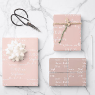 Elegantes Sage Pink Bride Brautparty Geschenkpapier Set