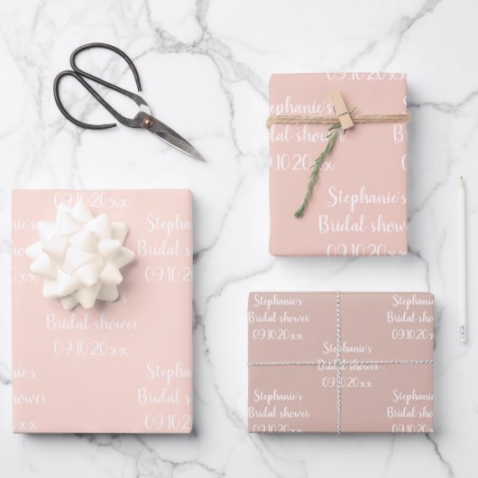 Elegantes Sage Pink Bride Brautparty Geschenkpapier Set (Vorderseite)