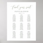 Elegantes Sage Script Farbe 9 Tisch Sitzordnung Poster (Vorne)