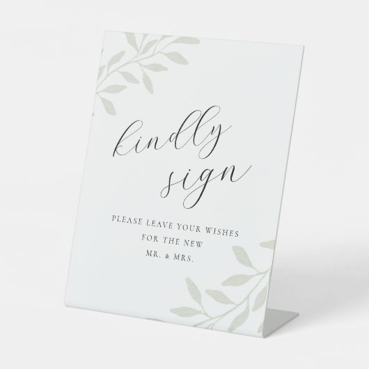 Elegantes Sage Wedding Gästebuch Sockelschild (Vorderseite)