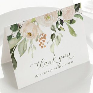 Elegantes Sage White Blume Brautparty Hochzeit Dankeskarte