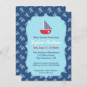 Elegantes Sailboat Anchor Kinderdusche Einladung (Vorne/Hinten)