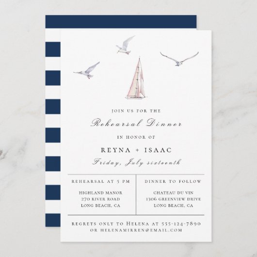 Elegantes Sailboat Wassersport Probe Abendessen Ankündigung (Vorne/Hinten)