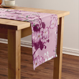 Elegantes Sakura Rosa Burgund Weißes Kirschblüten Großer Tischläufer