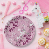 Elegantes Sakura Rosa Burgund Weißes Kirschblüten Pappteller (Party)