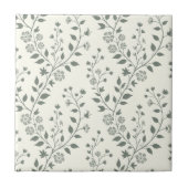 Elegantes Salbei-Cream Minimalist Boho Blumenmuste Fliese (Vorderseite)
