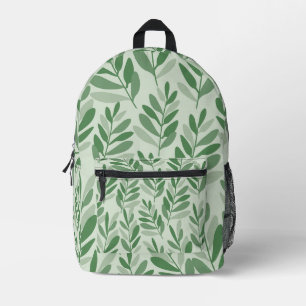 Elegantes Salbei- und Olivenblatt-Naturmuster Bedruckter Rucksack