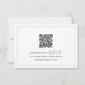 Elegantes Salbei Wappen Monogramm QR Code Hochzeit RSVP Karte (Rückseite)