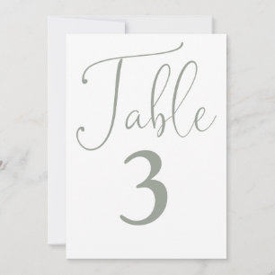 Elegantes Salbeigrün Einfache große Tischnummer