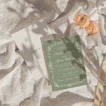 Elegantes Salbeigrün Florales Boho Botanisches Hoc