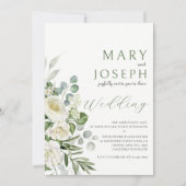 Elegantes Salbeigrün Florales Garten Hochzeit im F Einladung (Vorderseite)