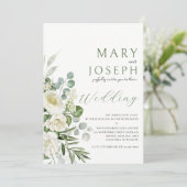 Elegantes Salbeigrün Florales Garten Hochzeit im F Einladung (Stehend Vorderseite)