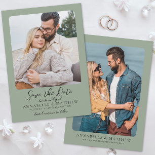 Elegantes Salbeigrün Foto Hochzeit Save The Date