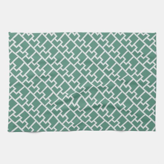 Elegantes Salbeigrün Geometrisches Muster Geschirrtuch (Horizontal)