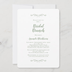 Elegantes Salbeigrün Kalligrafie-Bridal-Brunch Einladung