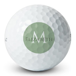 Elegantes Salbeigrün Klassisches Monogramm Persona Golfball