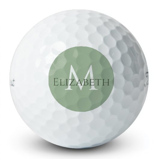 Elegantes Salbeigrün Klassisches Monogramm Persona Golfball