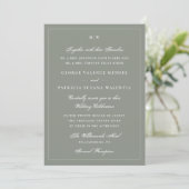 Elegantes Salbeigrün Monogramm Hochzeit Einladung (Stehend Vorderseite)