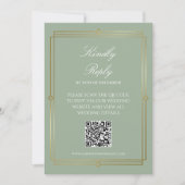 Elegantes Salbeigrün QR-Code-RSVP Einladung (Vorderseite)