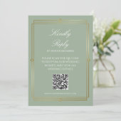 Elegantes Salbeigrün QR-Code-RSVP Einladung (Stehend Vorderseite)