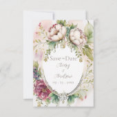 Elegantes Salbeigrün Romantisches Rustikales Save The Date (Vorderseite)