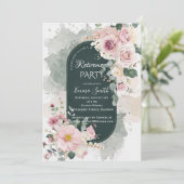 Elegantes Salbeigrün Rosa Floral Wasserfarben Nu Einladung (Stehend Vorderseite)