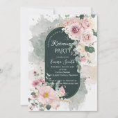 Elegantes Salbeigrün Rosafarbenes Floral Aquarell  Einladung (Vorderseite)