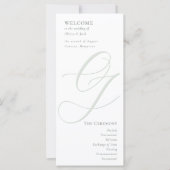 Elegantes Salbeigrün-Script Modernes Hochzeitsprog (Vorderseite)