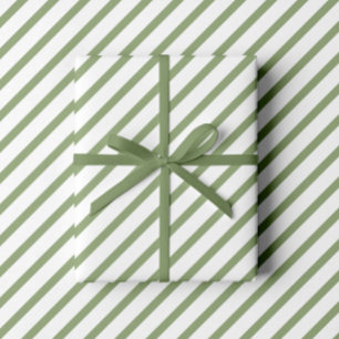 Elegantes Salbeigrün-Streifenmuster Geschenkpapier