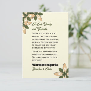 Elegantes Salbeigrün und Beige Geometrisch Floral Dankeskarte