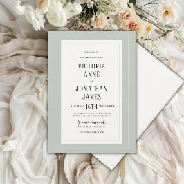 Elegantes Salbeigrün und Creme Chic-Hochzeit Einladung