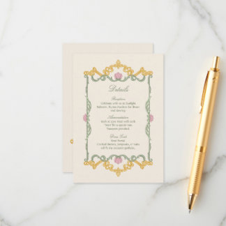 Elegantes Salbeigrün und Gold im Jugendstil Begleitkarte