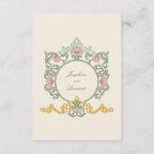 Elegantes Salbeigrün und Gold im Jugendstil Begleitkarte (Rückseite)