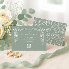 Elegantes Salbeigrün Vintage Blumenhochzeit RSVP Karte
