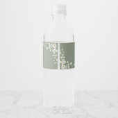 Elegantes Salbeigrün Wasserflaschenetikett (Rückseite)