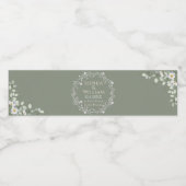 Elegantes Salbeigrün Wasserflaschenetikett (Einzelnes Label)