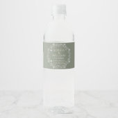 Elegantes Salbeigrün Wasserflaschenetikett (Vorderseite)