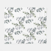 Elegantes Salbeigrünes Eukalyptus-Blattmuster Fleecedecke (Vorderseite (Horizontal))