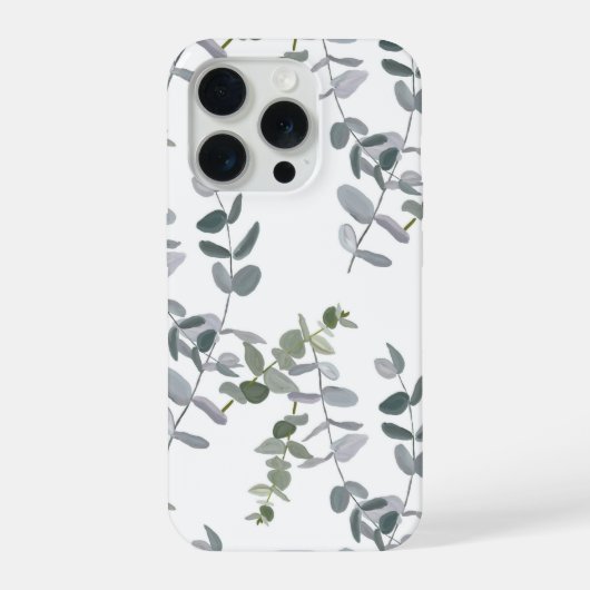 Elegantes Salbeigrünes Eukalyptus-Blattmuster iPhone Hülle (Rückseite)