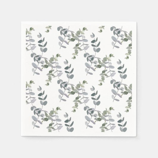 Elegantes Salbeigrünes Eukalyptus-Blattmuster Serviette (Vorderseite)