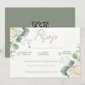 Elegantes Salbeigrünes Floraldesign Einladung (Vorne/Hinten)