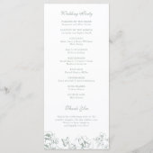 Elegantes, salbeigrünes, florales Hochzeitsprogram Programm (Rückseite)
