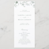 Elegantes, salbeigrünes, florales Hochzeitsprogram Programm (Vorderseite)