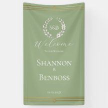 Elegantes Salbeigrünes Florales Monogramm Hochzeit
