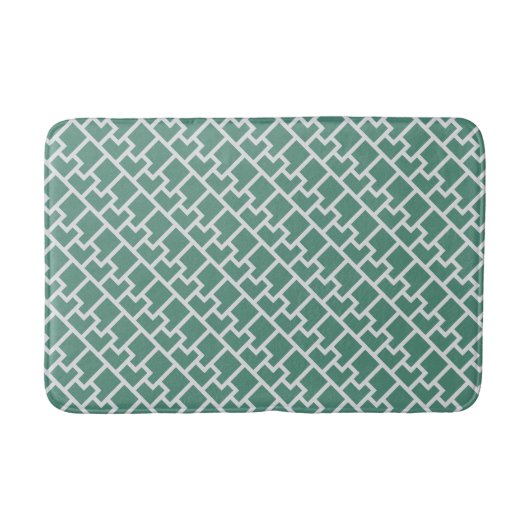 Elegantes Salbeigrünes Geometrisches Muster Badematte (Vorderseite)