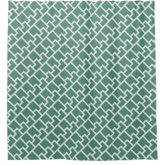 Elegantes Salbeigrünes Geometrisches Muster Duschvorhang (Vorderseite)