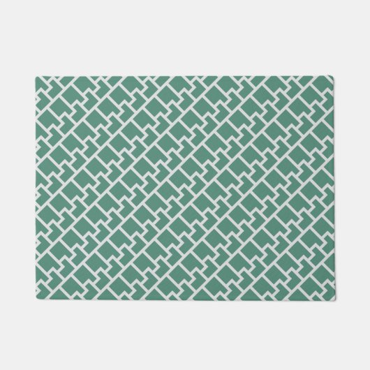 Elegantes Salbeigrünes Geometrisches Muster Fußmatte (Vorderseite)
